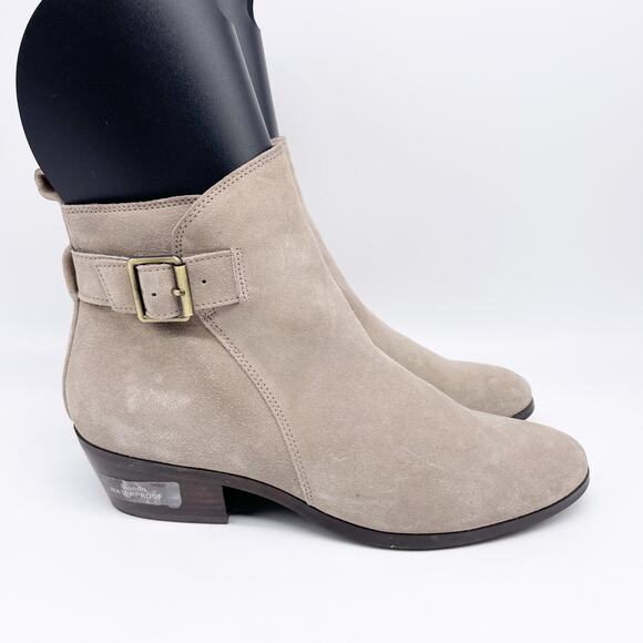 Blondo Women's Saddie Waterproof Buckle Heeled Ankle Boots Tan Suede Size 10 - Picture 3 of 13